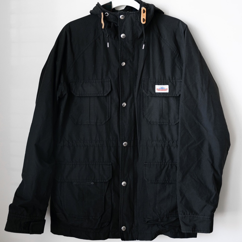 Penfield Black Hooded Jacket Medium - Plaid Lined, Utility Style